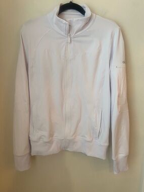 Alo Yoga Contour Jacket White Full Zip Thumbholes Athletic Zip Up Size L